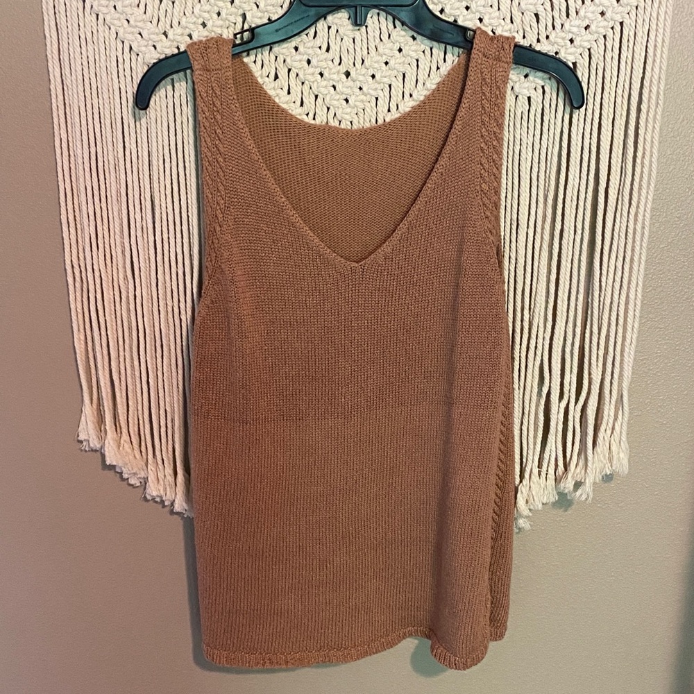 Sleeveless Tan Knit Top